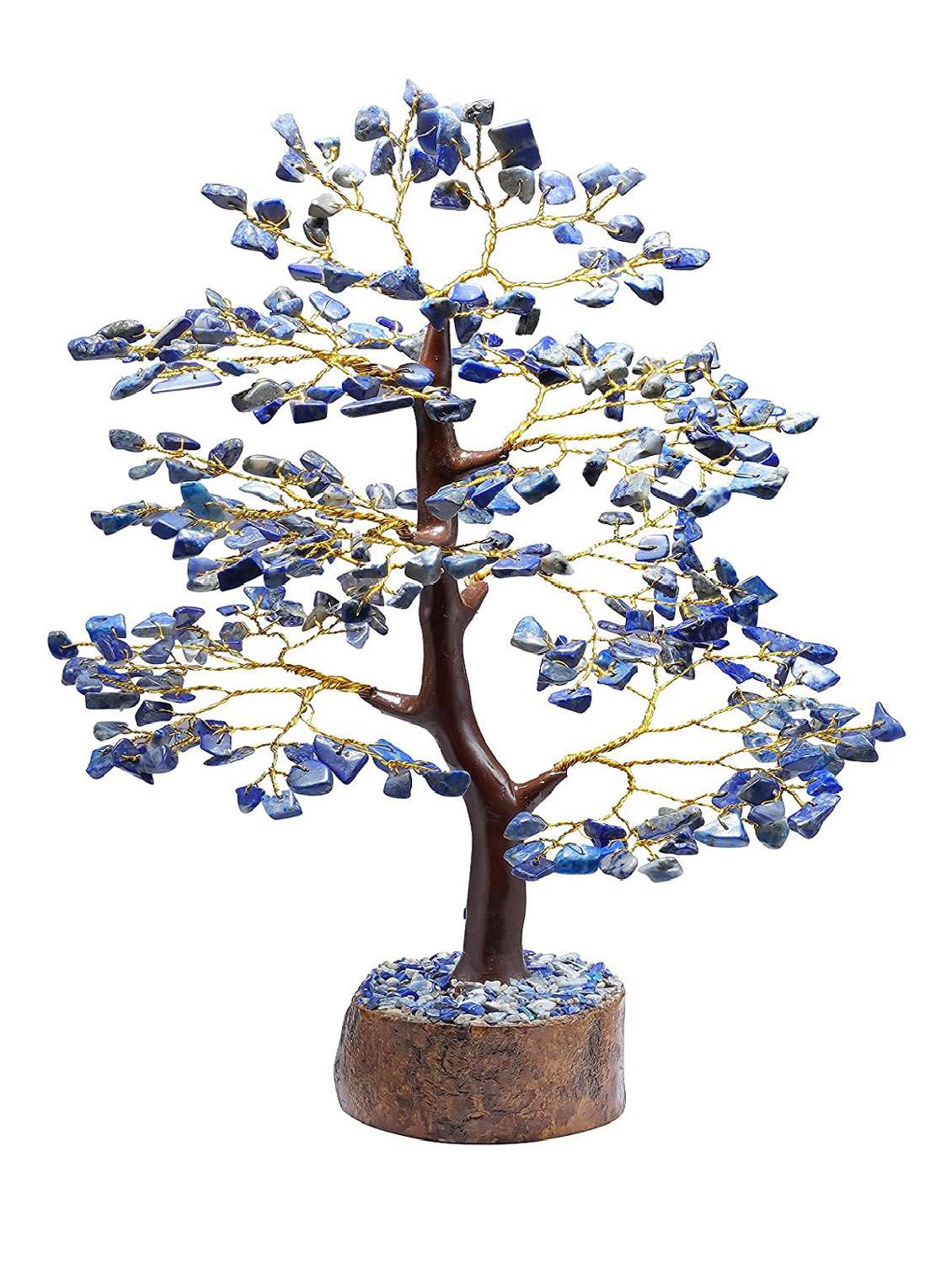 lapis lazuli stone vastu good fortune crystal tree wooden base for home/office décor for gift - 300 beads - 18802207 -  Standard Image - 2