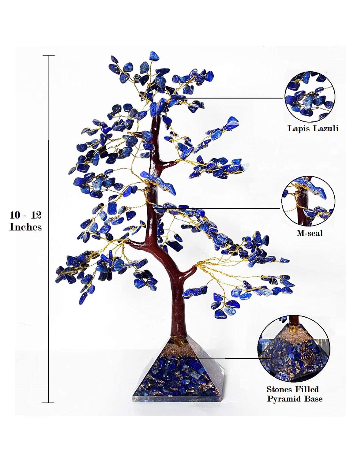 lapis lazuli stone with pyramid base vastu good fortune crystal tree wooden base for home/office décor for gift - 300 beads - 18802217 - Standard Image - 2