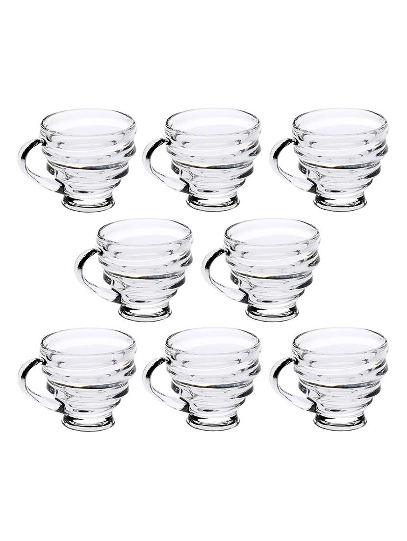 designer & stylish transparent tea/coffee cup, glass, 180 ml, pack of- 8