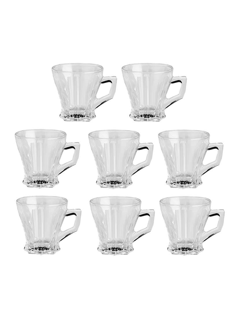designer & stylish transparent tea/coffee cup, glass, 180 ml, pack of- 8