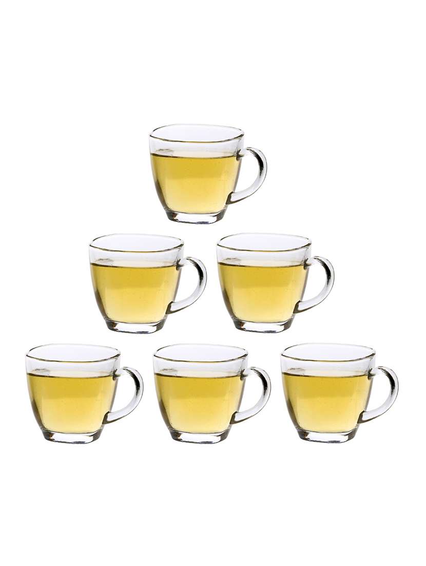 designer & stylish transparent tea/coffee cup, glass, 180 ml, pack of- 6