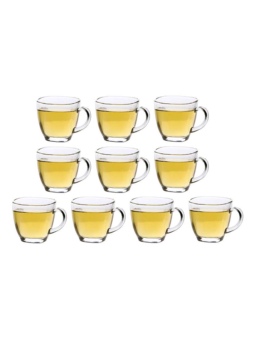 designer & stylish transparent tea/coffee cup, glass, 180 ml, pack of-10
