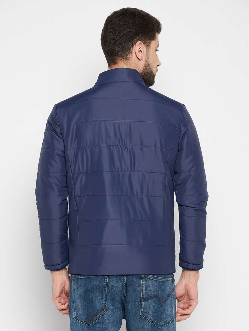 men navy blue solid long sleeve quilted jacket - 18803449 -  Standard Image - 2