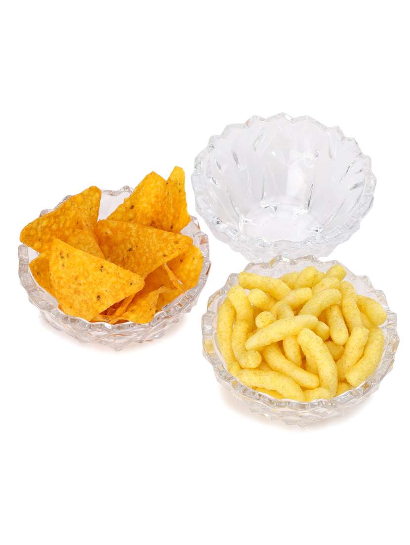 multi-purpose tableware snack/ veritable serving bowl, glass, pack of 4