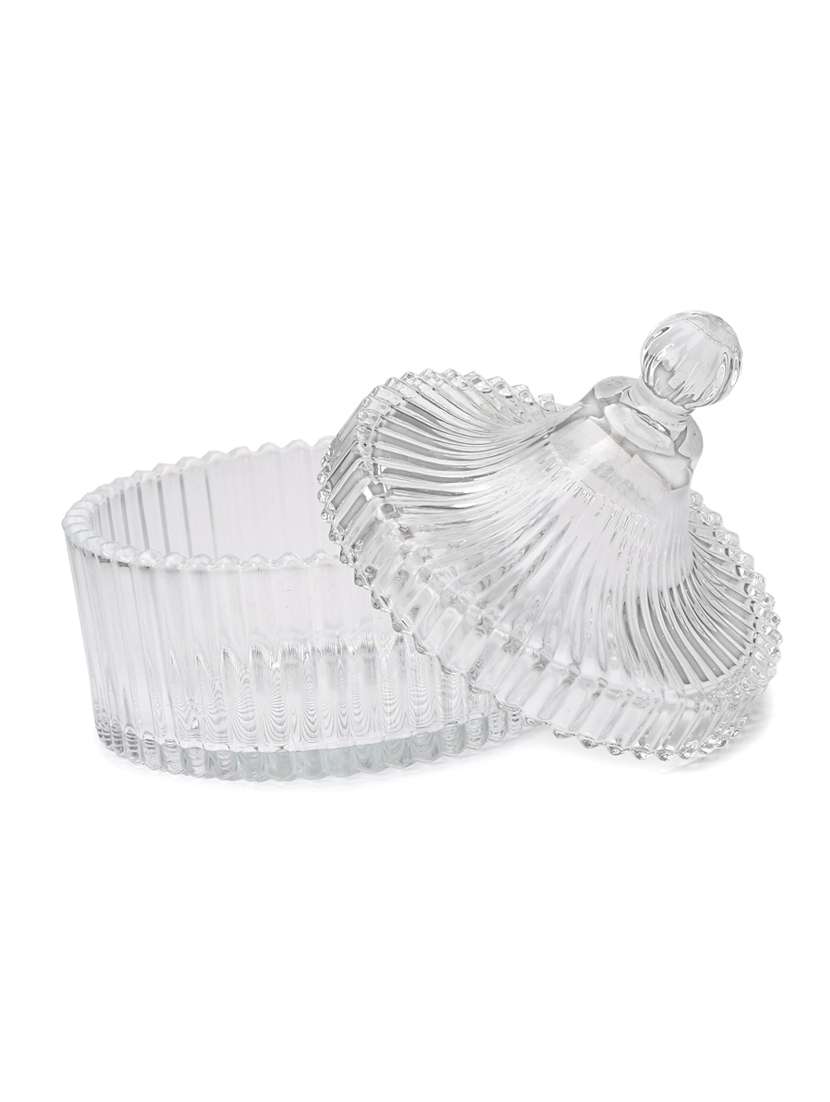 glass serving bowl with lid