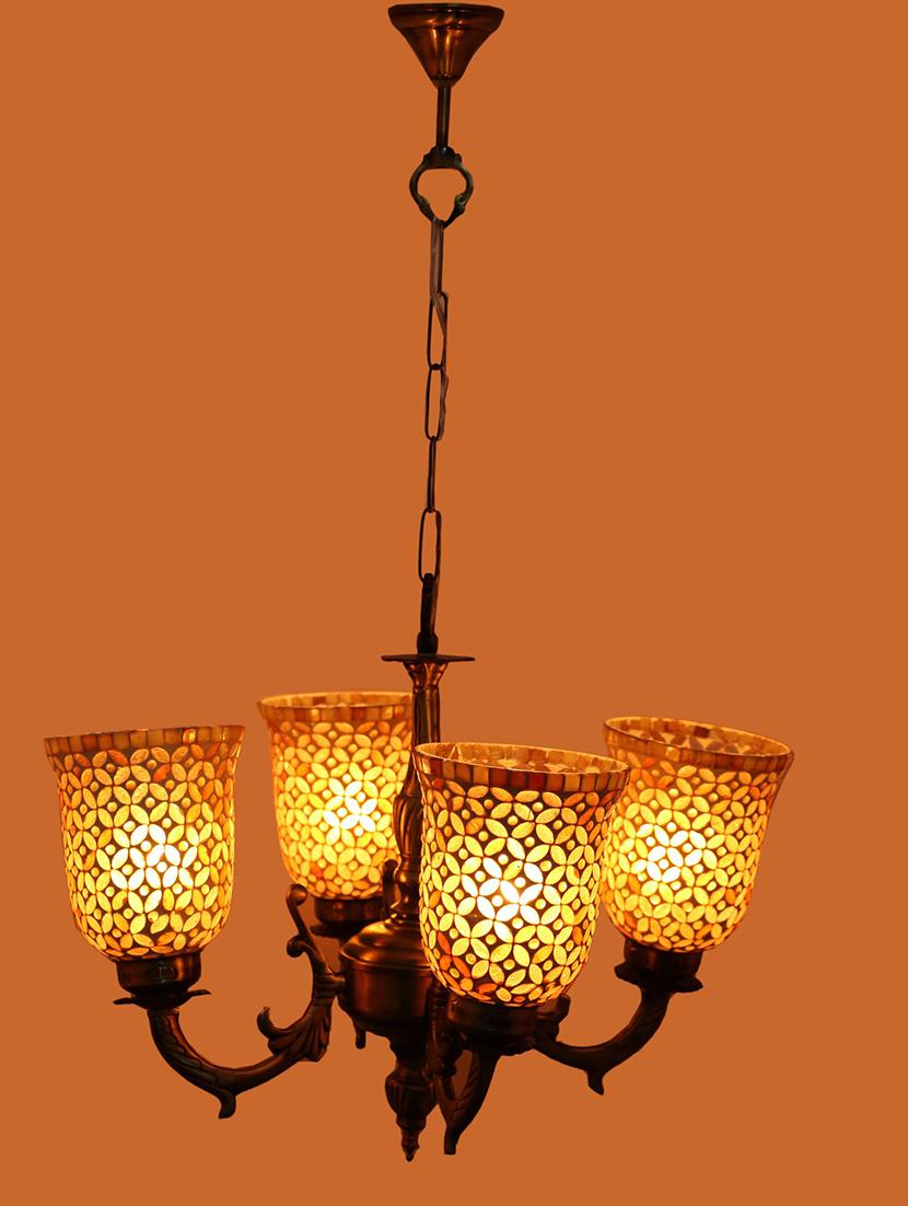 royal chandelier decorate with chips & beeds glass for magical & romantic lighting effect ,4 light ceiling pandent lamp - 18808343 - Standard Image - 2