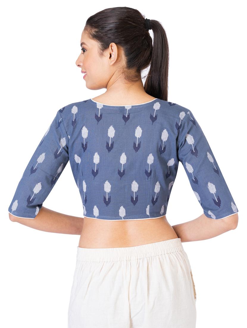 silver cotton embroidered blouse - 18823005 - Standard Image - 2