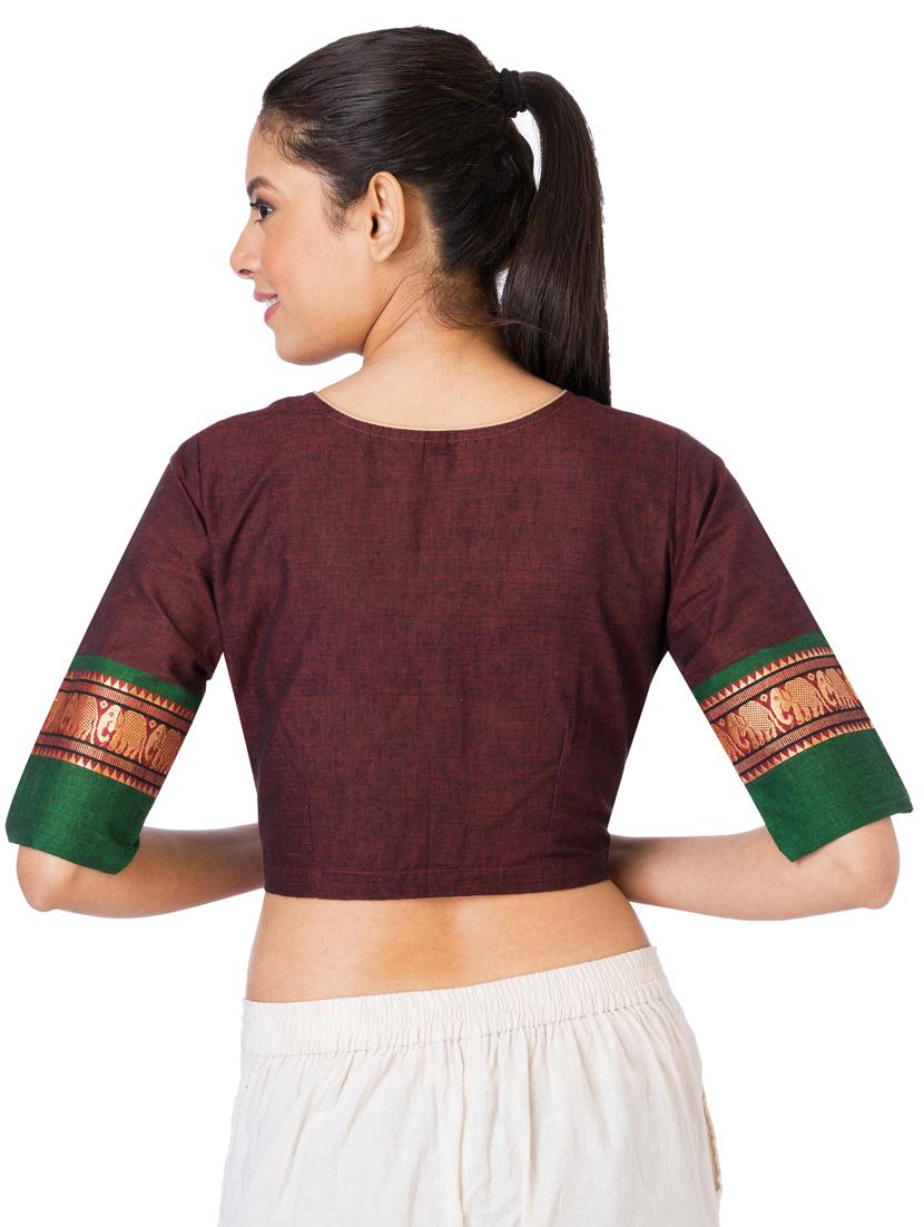 brown cotton embroidered blouse - 18823008 - Standard Image - 2