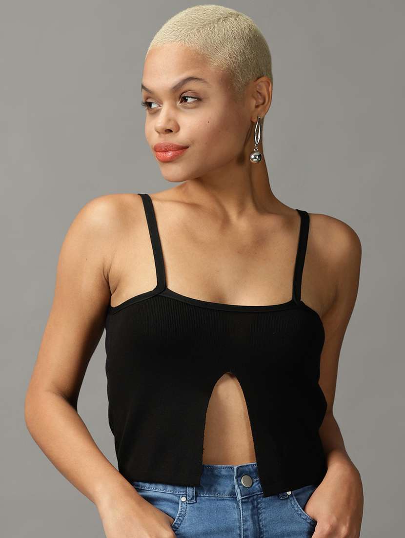 women's crop shoulder strap top