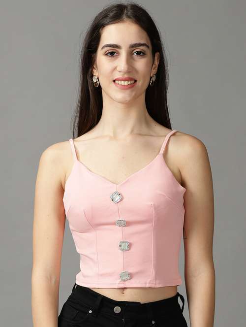 women's crop shoulder strap top - 18824231 -  Standard Image - 0