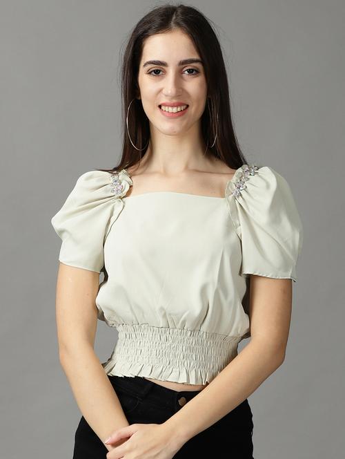 women's crop square neck top - 18824235 - Standard Image - 0