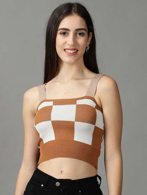 women's crop shoulder strap top - 18824267 - Standard Image - 0