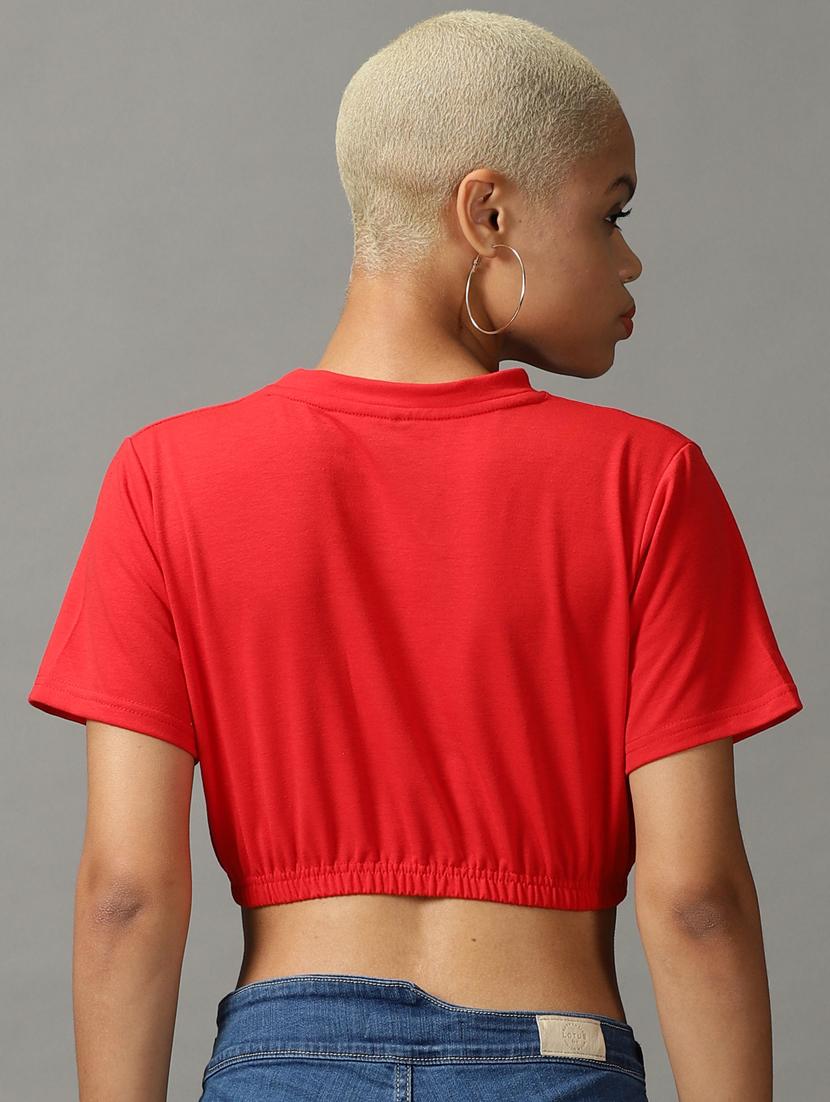 women's crop round neck top - 18824297 - Standard Image - 2