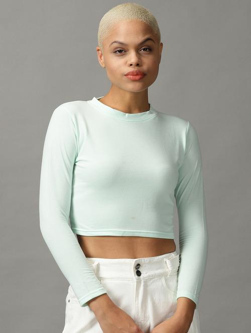 women's crop round neck top - 18824310 -  Standard Image - 0