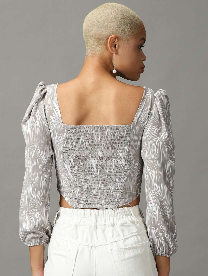 women's crop v neck top - 18824323 - Standard Image - 2