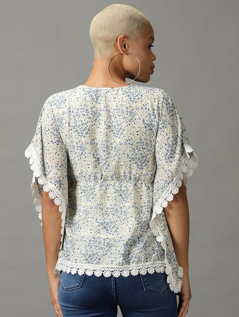 cream printed kaftan top - 18824344 - Standard Image - 2