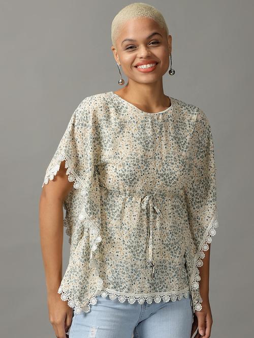 cream polyester regular top - 18824345 -  Standard Image - 0