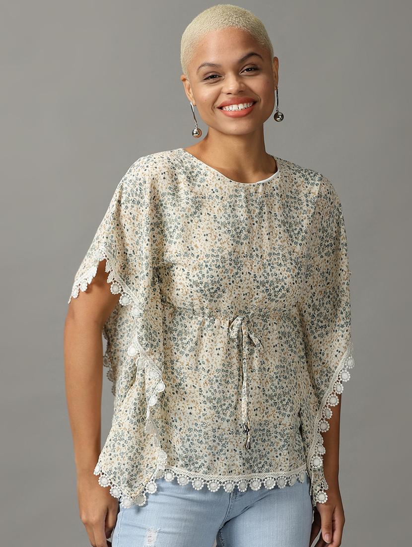 cream polyester regular top - 18824345 -  Zoom Image - 0
