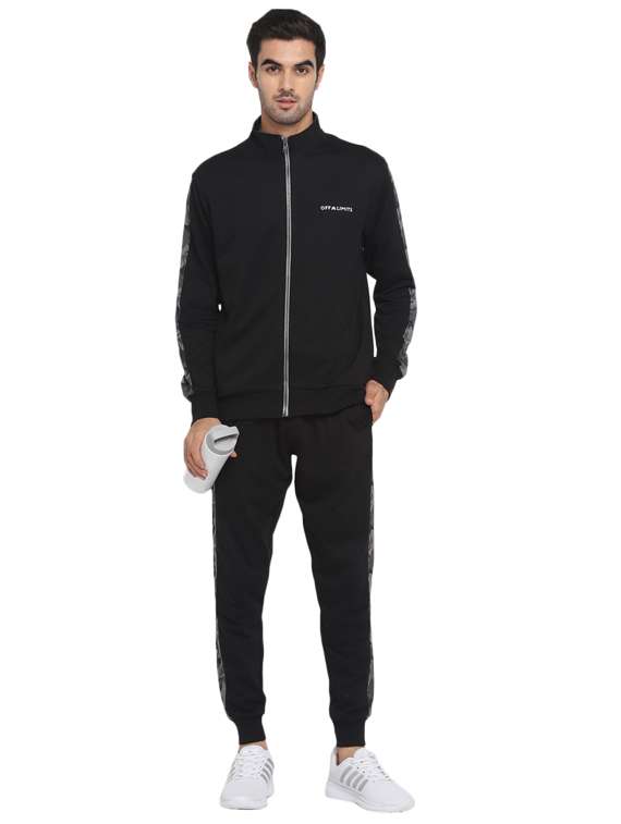 multi coloured full length track suit