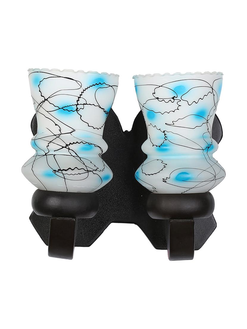 stylish twins hand decorative colorful glass wall lamp light with royal wooden fitting (set of two) dn-2wa146 - 18835693 - Standard Image - 2