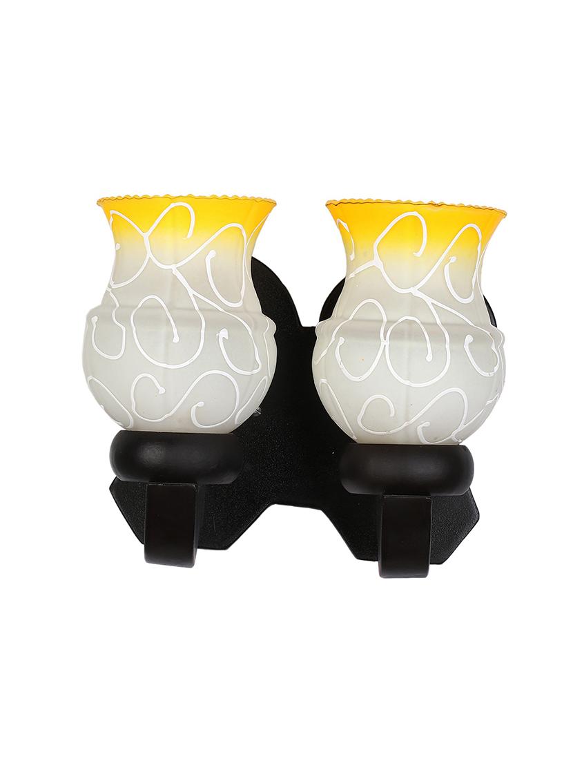 stylish twins hand decorative colorful glass wall lamp light with royal wooden fitting (set of two) dn-2wa149 - 18835699 - Standard Image - 2