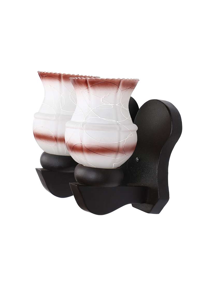 new stylish twins hand decorative colorful glass wall lamp light with royal wooden fitting dn-2wa40 - 18835710 - Standard Image - 2