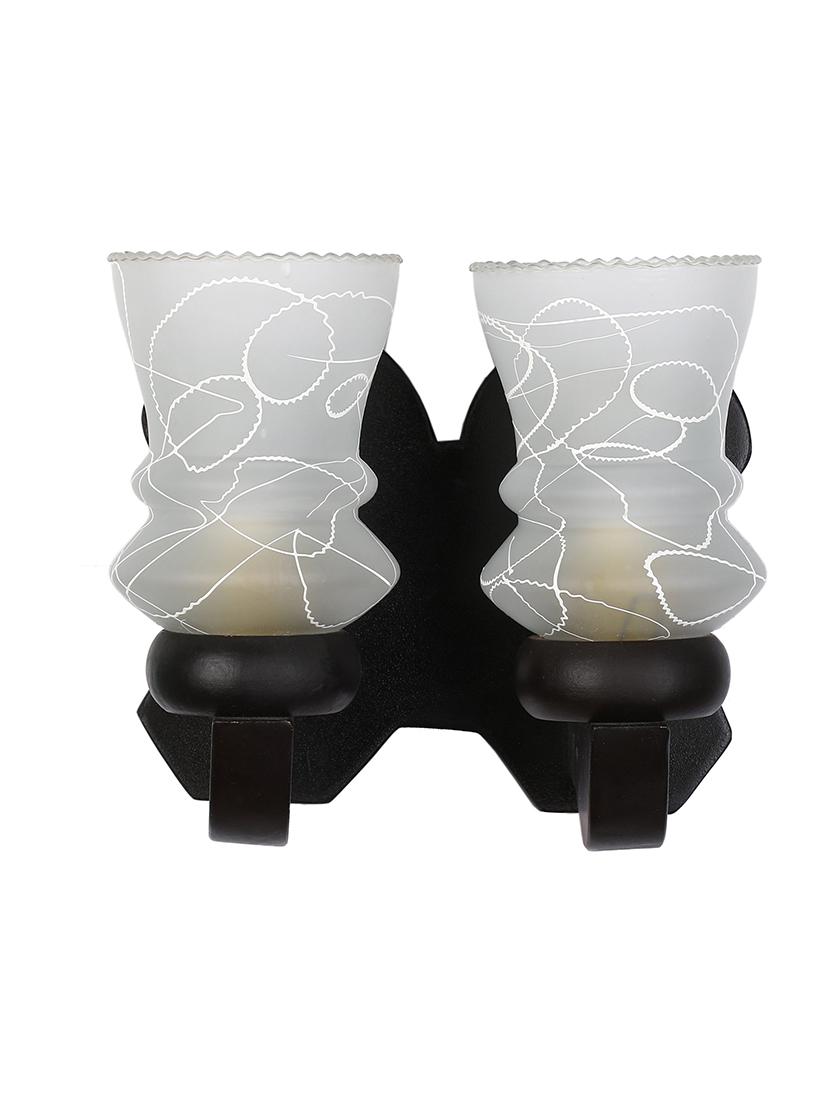 stylish twins hand decorative colorful glass wall lamp light with royal wooden fitting (set of two) dn-2wa156 - 18835716 - Standard Image - 2