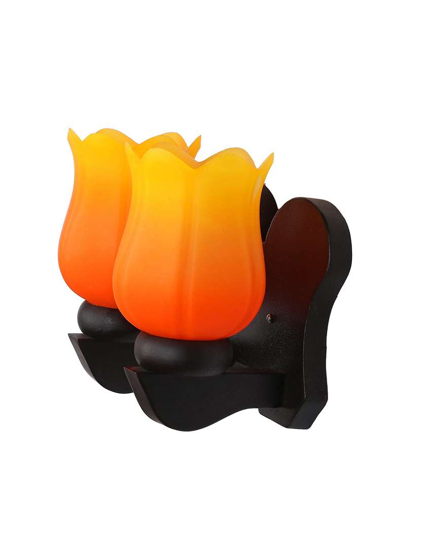 new stylish twins hand decorative colorful glass wall lamp light with royal wooden fitting dn-2wa43 - 18835718 - Standard Image - 2
