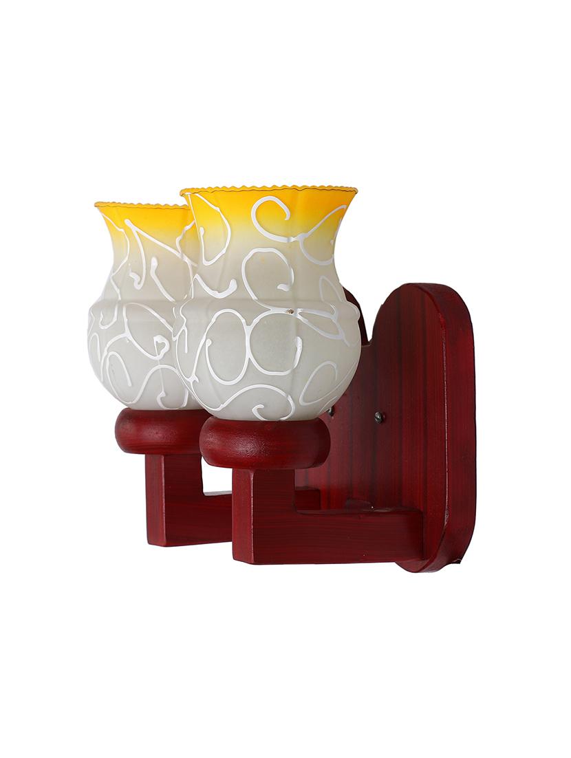new stylish twins hand decorative colorful glass wall lamp light with royal wooden fitting dn-2wa49 - 18835732 - Standard Image - 2