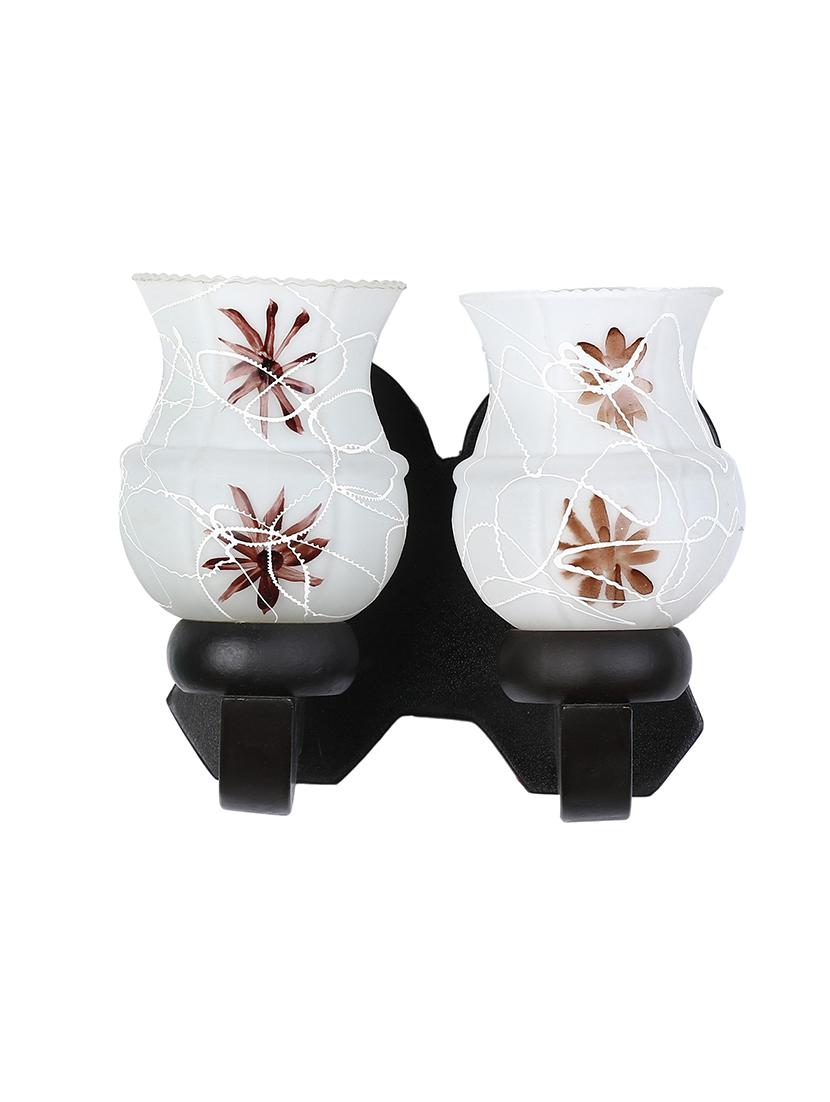 new stylish twins hand decorative colorful glass wall lamp light with royal wooden fitting dn-2wa3 - 18835740 - Standard Image - 2