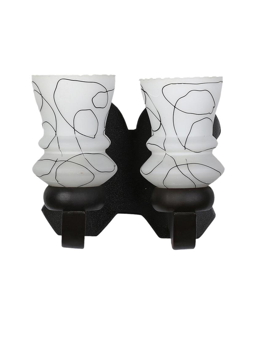 stylish twins hand decorative colorful glass wall lamp light with royal wooden fitting (set of two) dn-2wa139 - 18835803 - Standard Image - 2