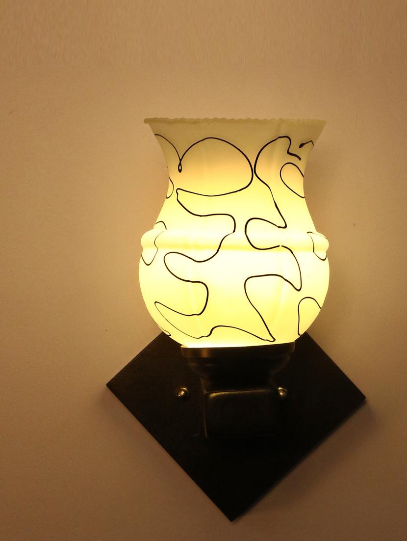 somil flat style designer led sconce wall lamp/ light, 7 watt, yellow, glass, wood, (set of two)-mot33 - 18837862 - Standard Image - 2