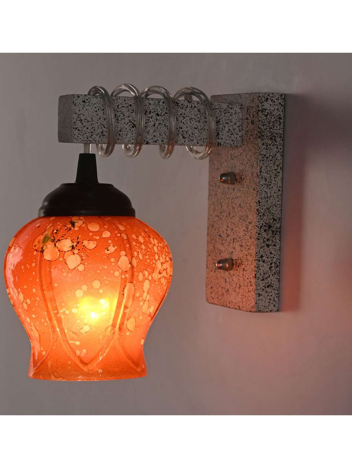 somil designer wood pendant wall light / night lamp of colorful glass shade (set of two)-w69 - 18838334 -  Standard Image - 2