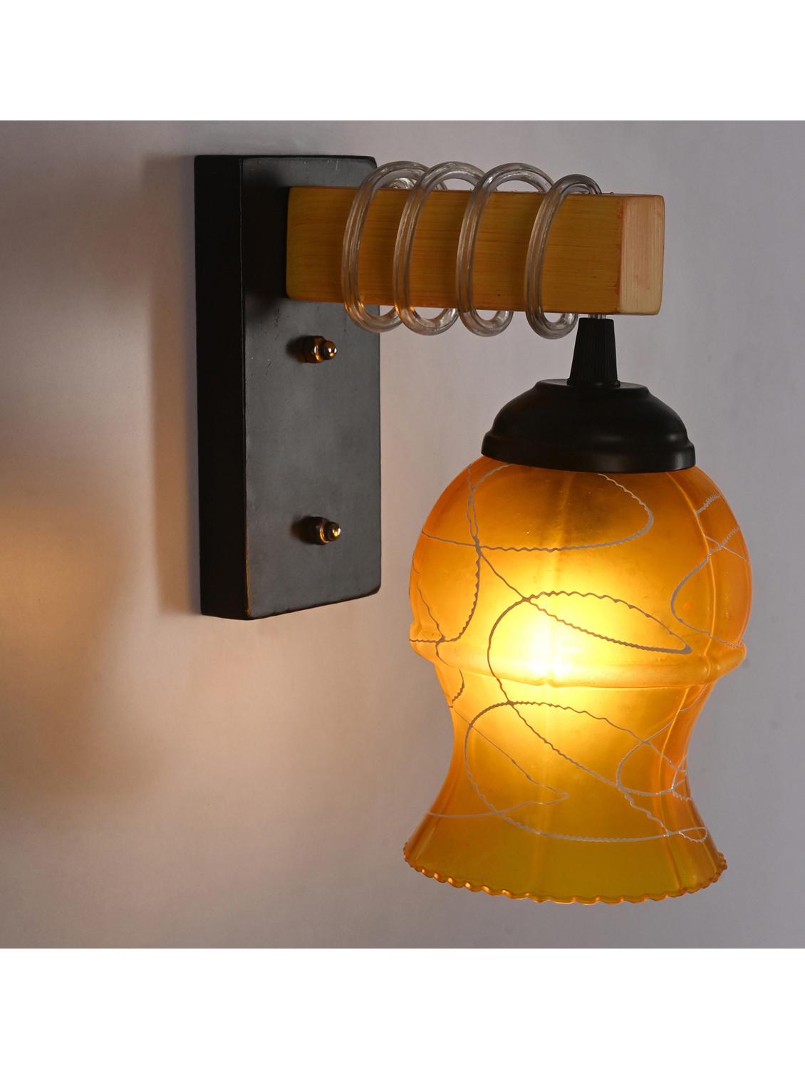 somil modern design colorful wood wall lamp/ light with hand decorated glass shade (set of 2) -y19 - 18838564 - Standard Image - 2