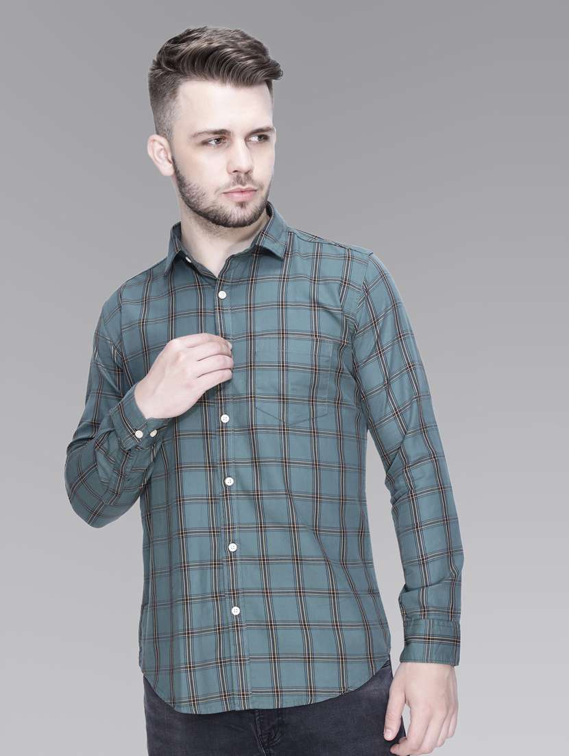 green cotton casual shirt