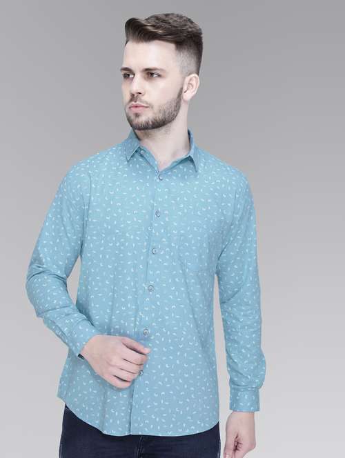 blue cotton casual shirt - 18841817 - Standard Image - 0
