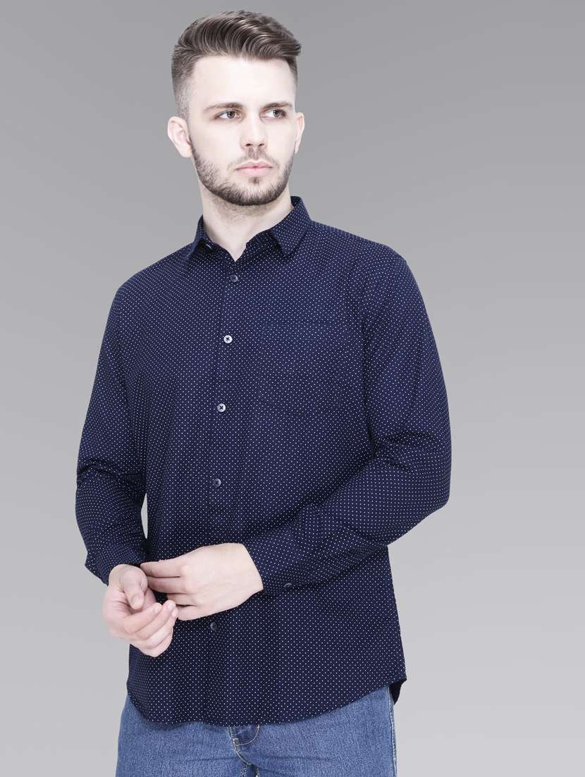 blue cotton casual shirt - 18841819 - Zoom Image - 0