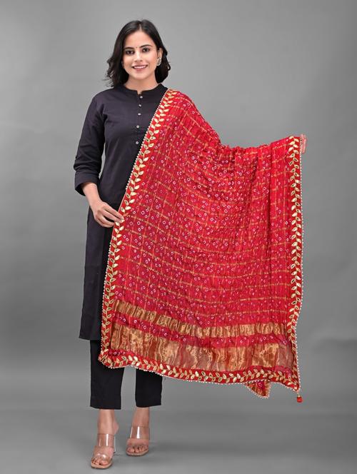 red art silk dupatta - 18843133 -  Standard Image - 0