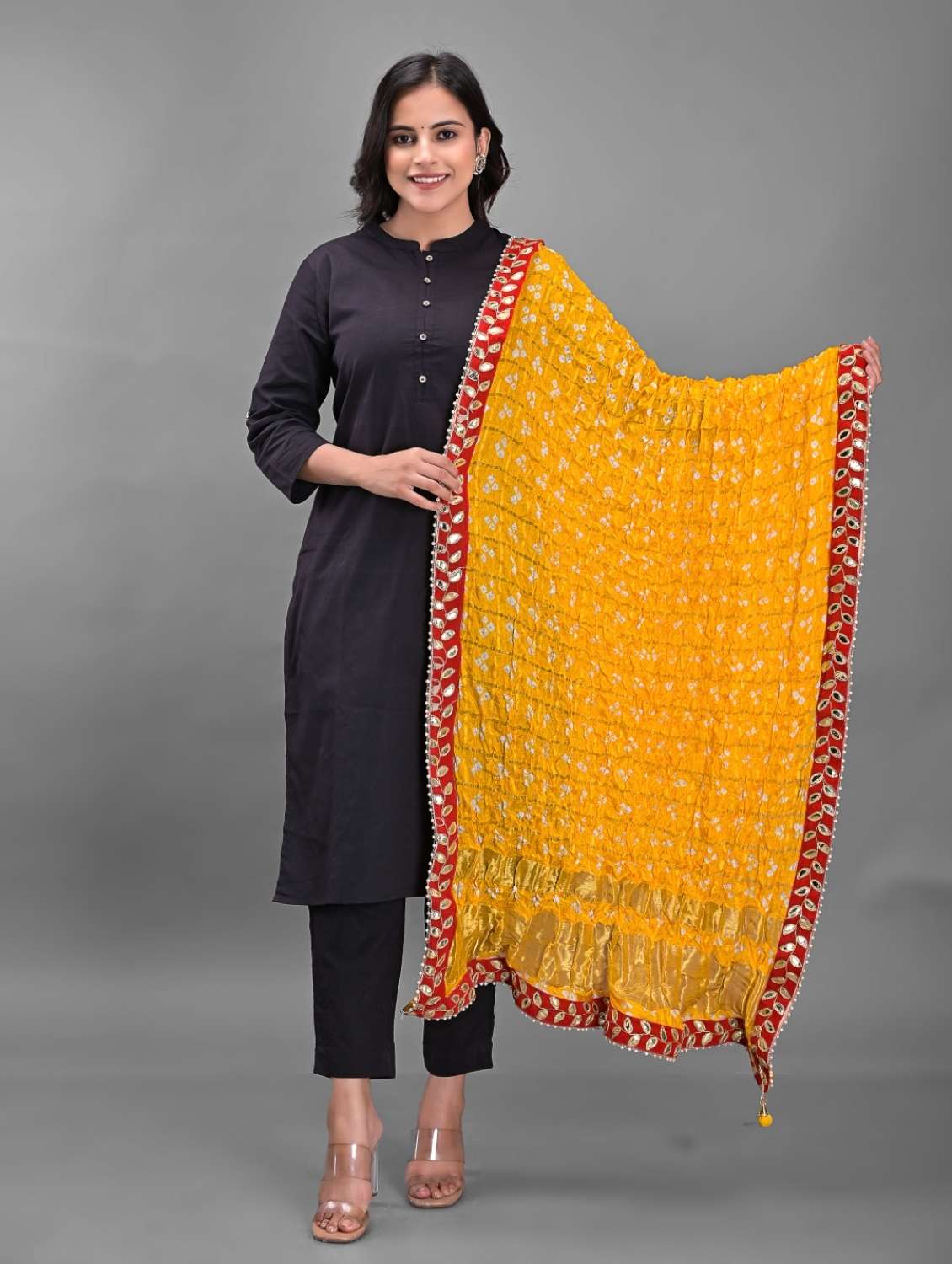 yellow art silk dupatta