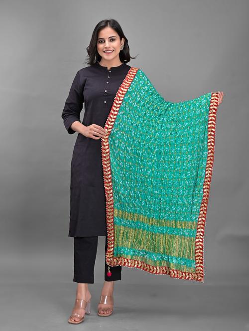 green art silk dupatta - 18843136 - Standard Image - 0