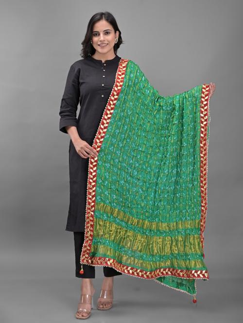 green art silk dupatta - 18843138 - Standard Image - 0