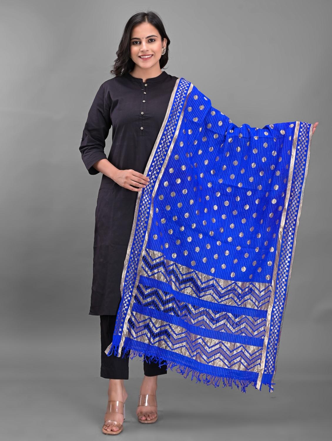 blue silk dupatta - 18843144 - Zoom Image - 0