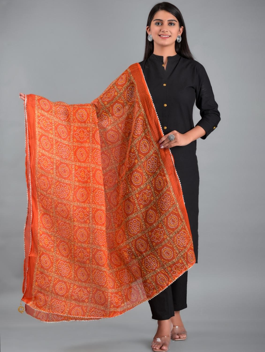 orange cotton dupatta - 18843158 - Zoom Image - 0