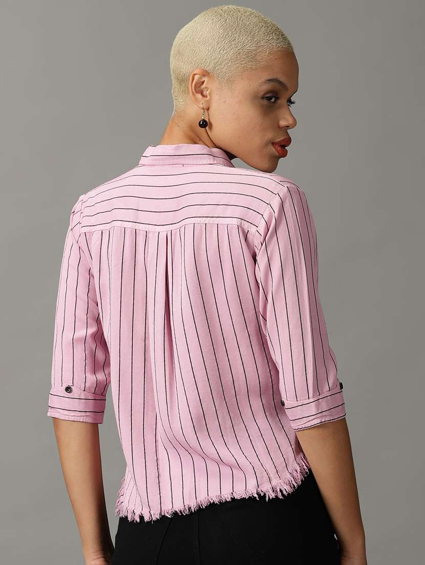 pink polyester crop shirt - 18843171 -  Standard Image - 2