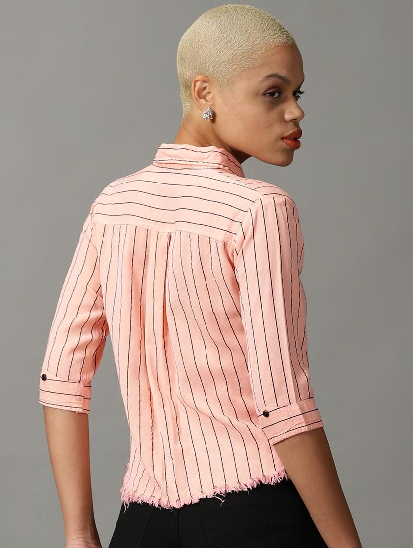 pink polyester crop shirt - 18843172 - Standard Image - 2