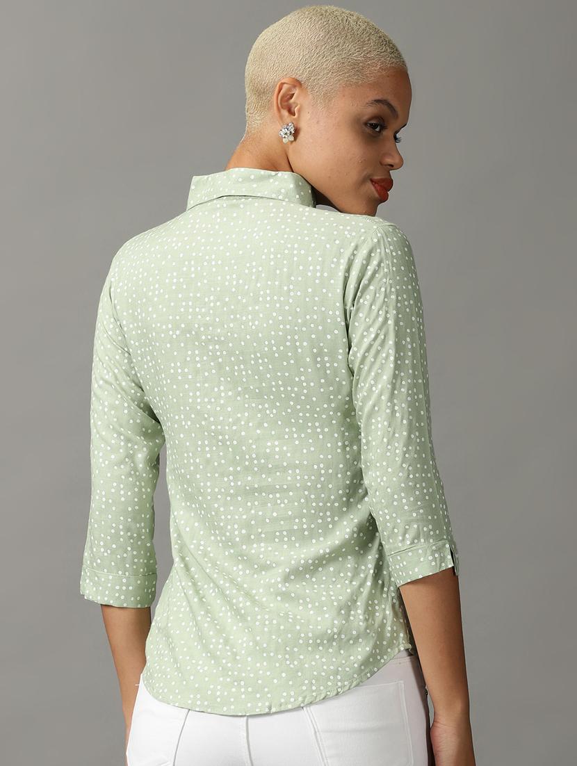 green viscose regular shirt - 18843179 - Standard Image - 2