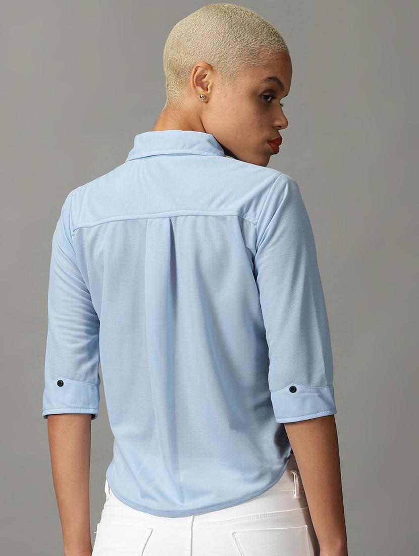 purist blue polyester crop shirt - 18843190 - Standard Image - 2