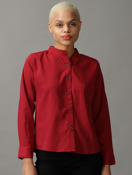 maroon polyester regular shirt - 18843191 -  Standard Image - 0