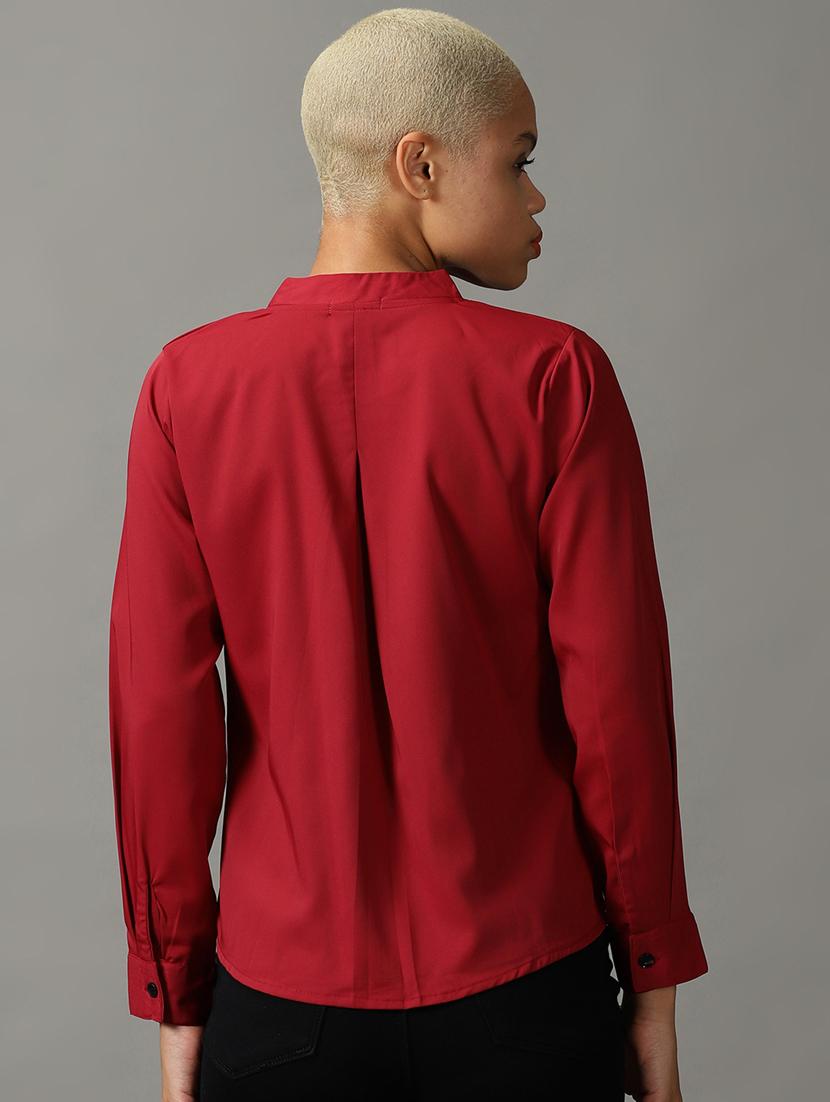 maroon polyester regular shirt - 18843191 - Standard Image - 2