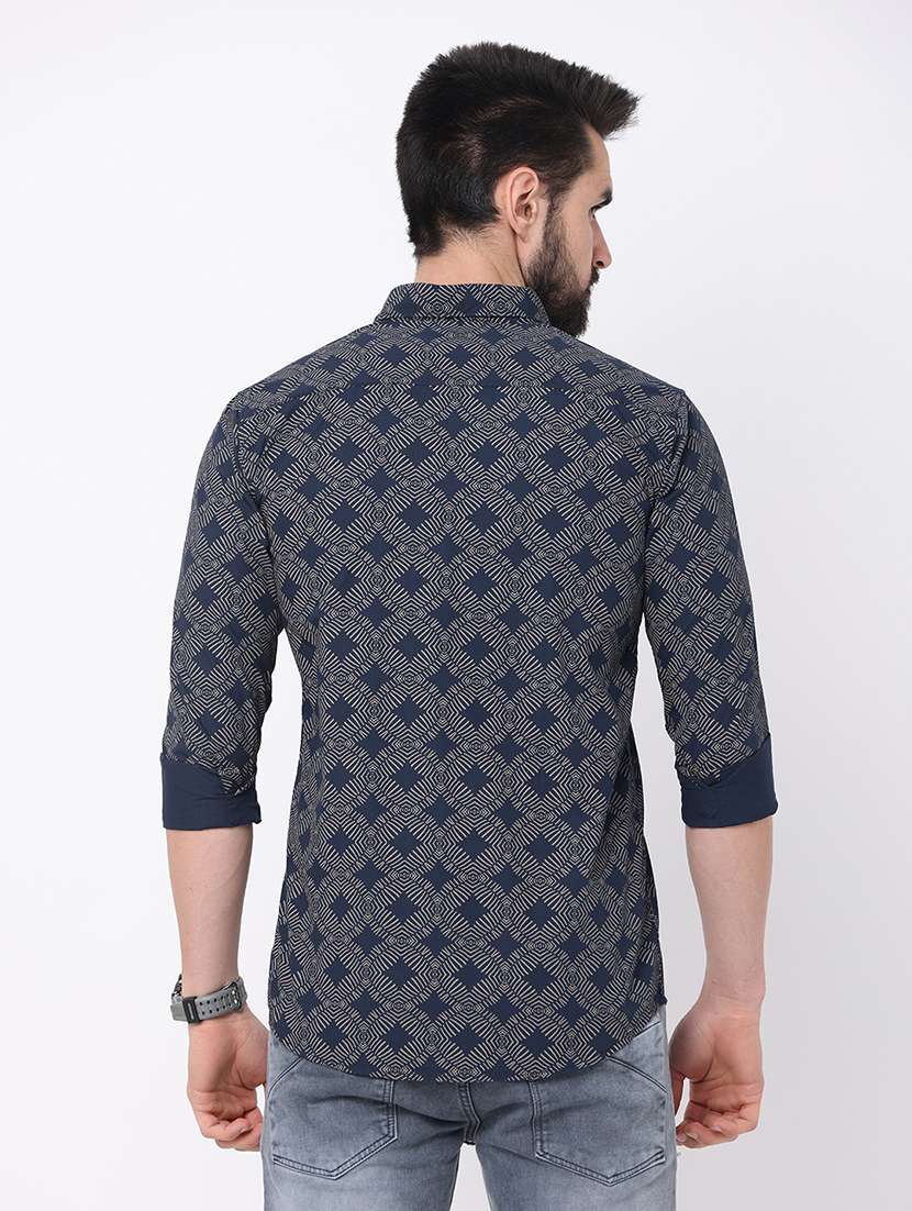 navy blue cotton casual shirt - 18844021 -  Standard Image - 2